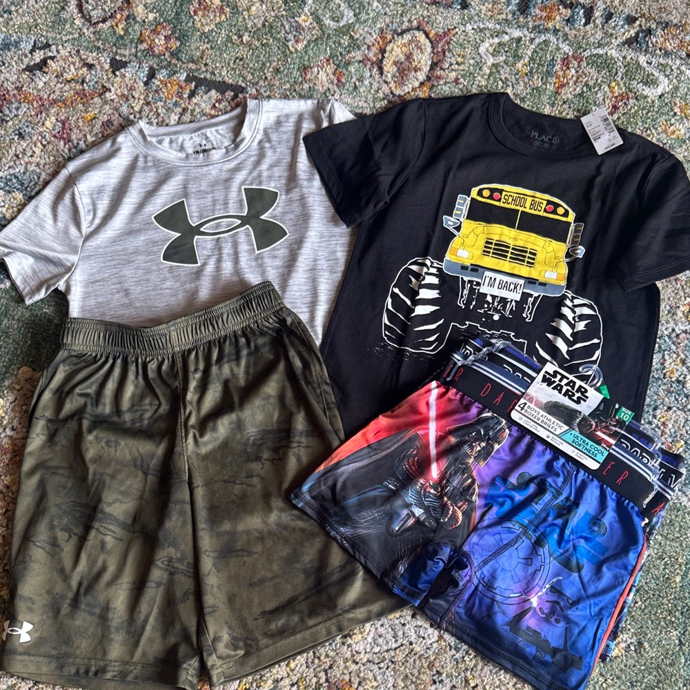 UNDER ARMOUR BOYS BUNDLE OF 4 IN SZ YOUTH MEDIUM…EXCELLENT PREOWNED CONDITION!!!